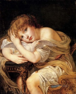  jeune - La Jeune Fille A La Colombe retrato Jean Baptiste Greuze